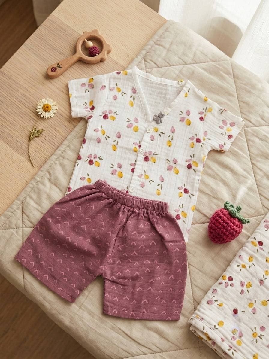 Kids' Floral Cotton Summer Set