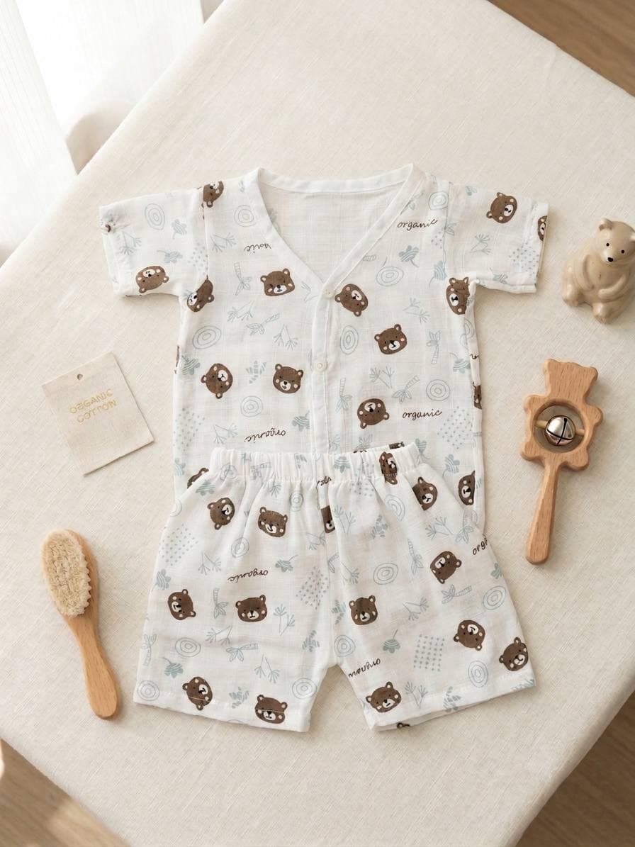 Baby Bear Printed Romper Set