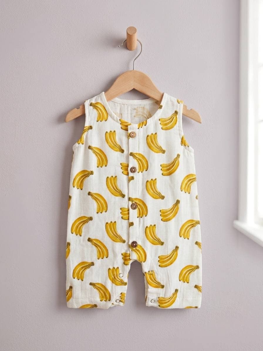 Banana Print Baby Romper